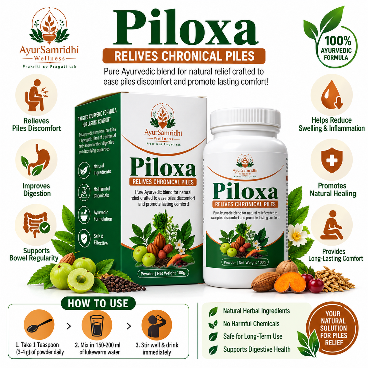 Piloxa Piles Support Powder – 100g